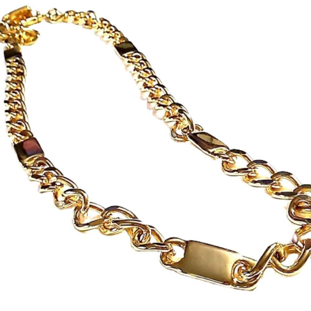 Men's EXP Made in Korea Gold Tone Chain & Bar Necklace Very Heavy NWOT